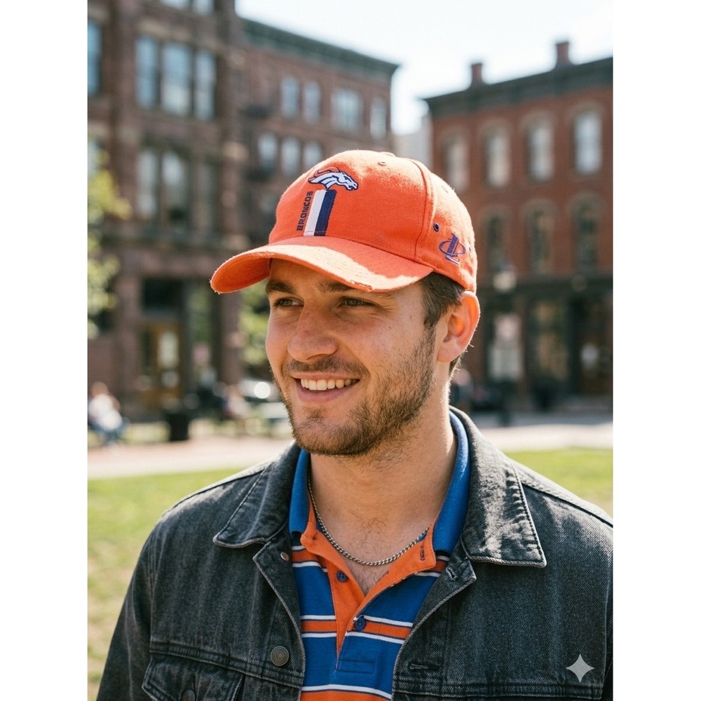 Logo Athletic Denver Broncos Orange Hat Vintage NFL Pro Line Adjustable Cap